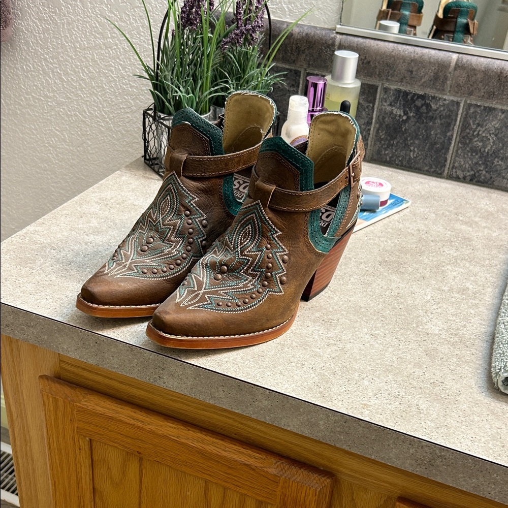 Durango Brown and Teal Ankle Booties